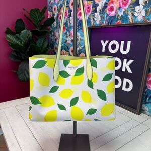 Kate Spade White Tote with Lemon and Leaf Design